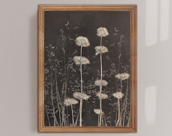 Dark Botanical Wildflower Print: Watercolor Floral Wall Decor (Digital Download)