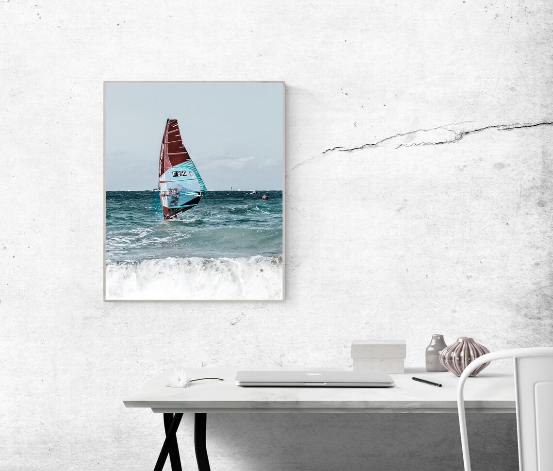 Sail wall decor nautical prints digital print navy blue | Etsy