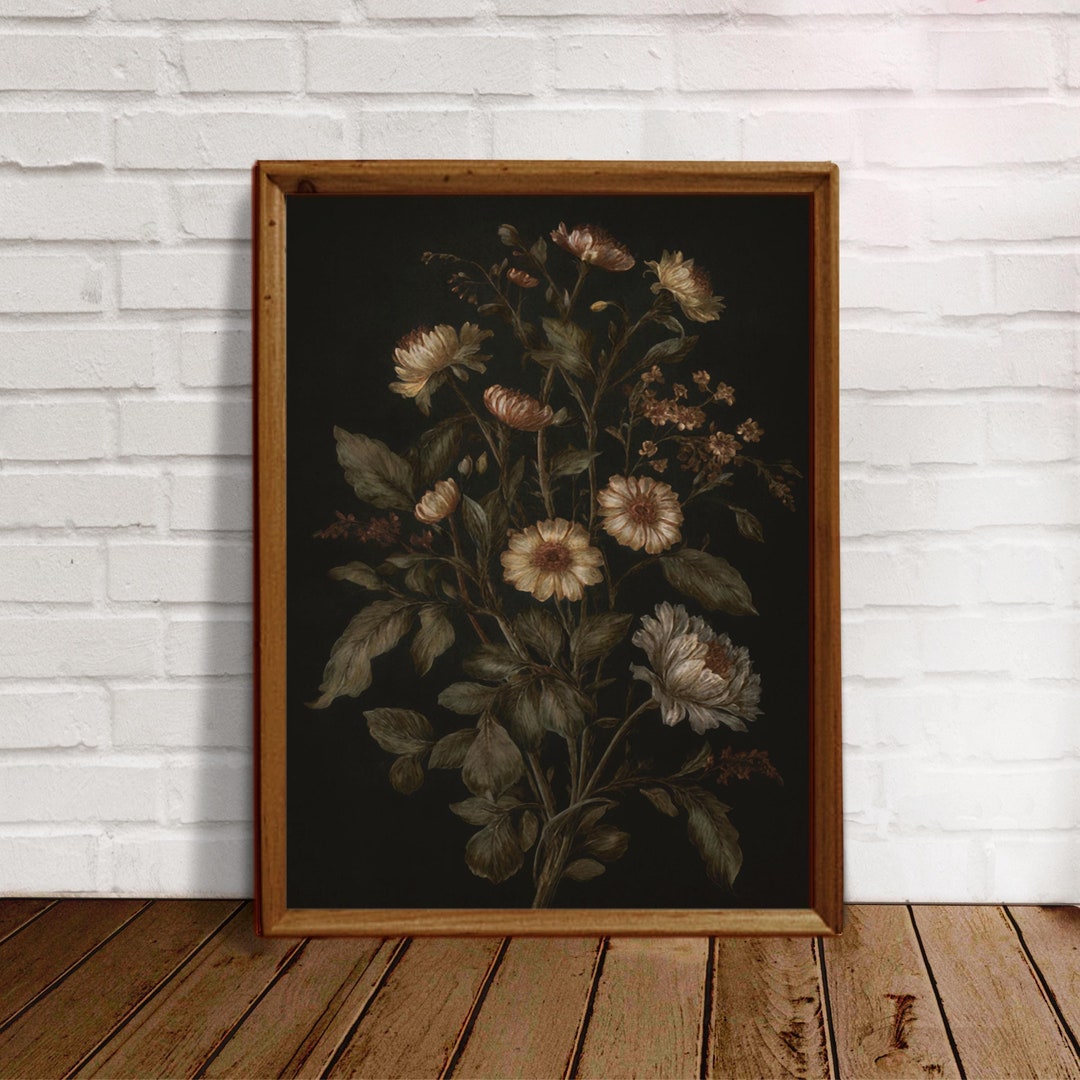 Dark Floral Print: Moody Botanical Wall Art (digital Download) - Etsy