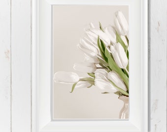 White Tulip Flower Art Print Botanical Watercolors - Etsy