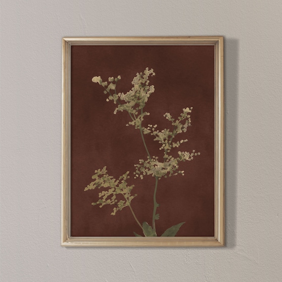 Dark Botanical Print: Wildflower Herb Art (Digital Download)