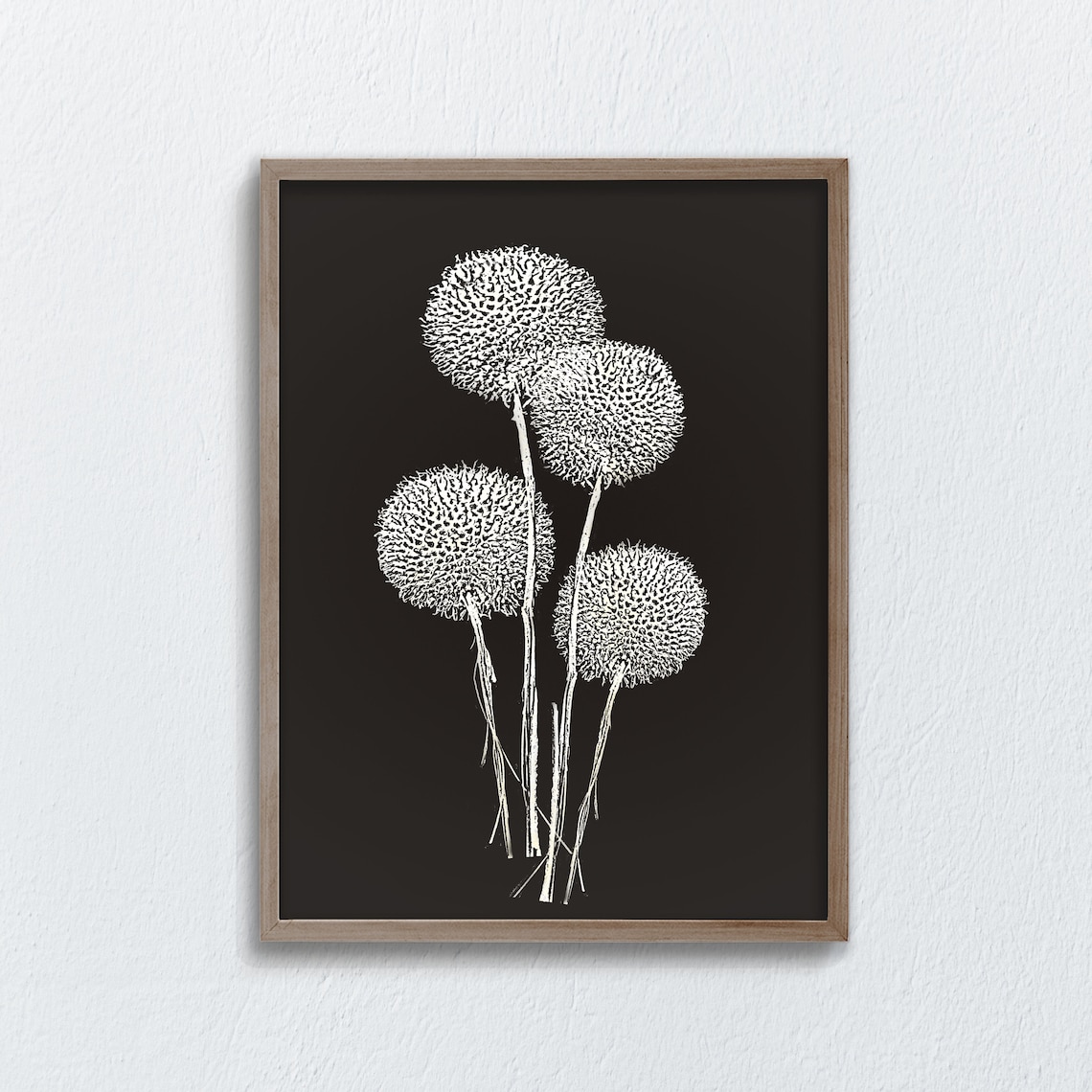 Dark Floral Wall Art Black Botanical Print Wildflower Wall | Etsy
