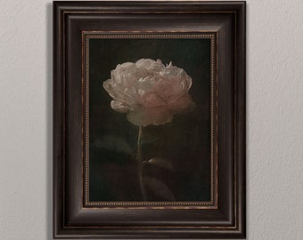 Moody Peony Print, Dark Floral Botanical Wall Art, Vintage Nature Printable, Digital Download