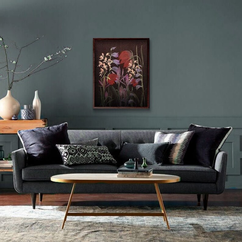 Dark Floral Wall Art Dark Botanical Print Wildflower - Etsy