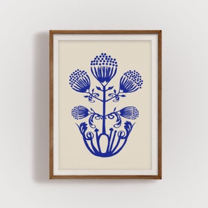 Ukrainian folk art, ethnic ukrainian art, petrykivka painting, blue pattern prints, navy blue wall art, folk art print, digital prints