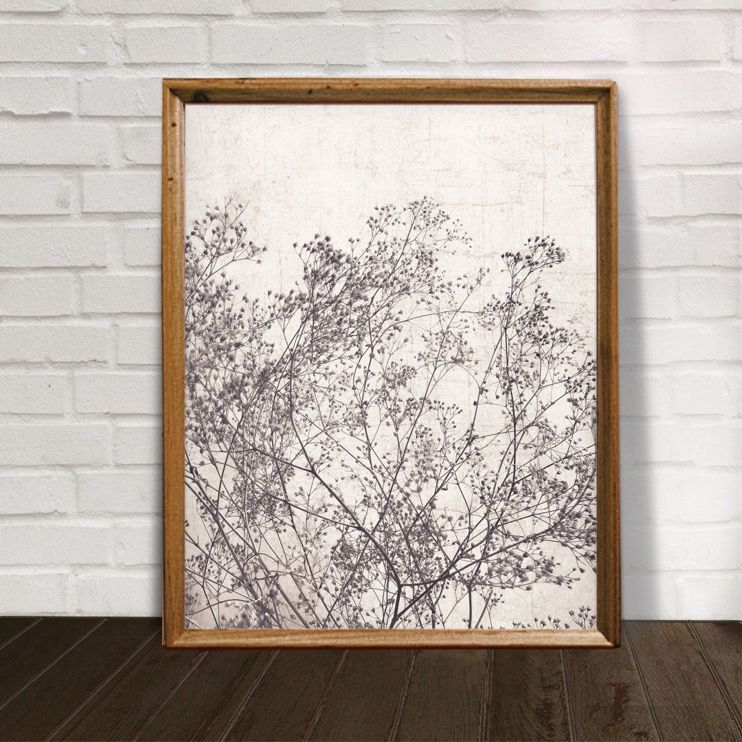 Vintage Floral Print Black and White Botanical Prints Dried Etsy