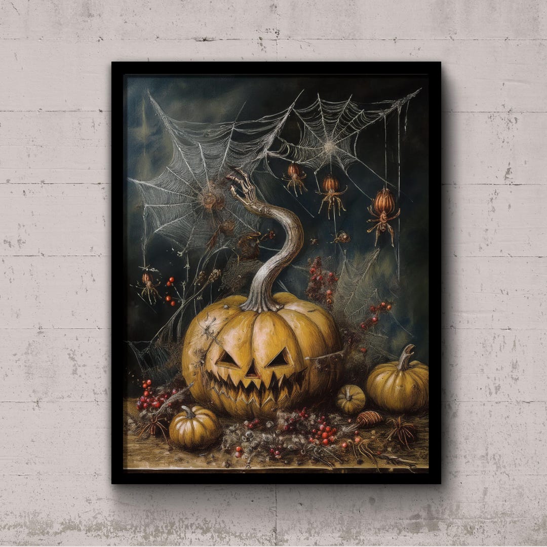 Jack O Lantern Print, Halloween Pumpkin Vintage Art, Spooky Halloween ...