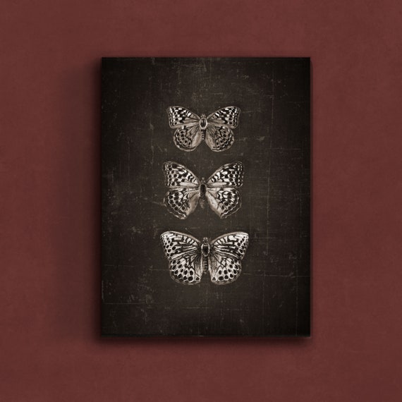 Vintage Butterfly Print: Dark Moody Wall Art (Digital Download)