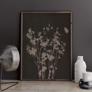 Distel Wandkunst, dunkle botanische Kunst, schwarze botanische Kunst, Kräuterdrucke, Wildblumen Kunstdruck, botanisches Poster, herunterladbare Kunstdrucke