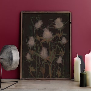 Dark Botanical Print: Wildblumen Poster, schwarzer Hintergrund (Digitaler Download)