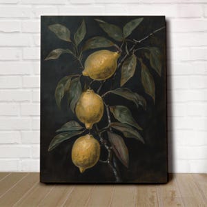 Dark Academia Lemon Print: Vintage Botanical Kitchen Art (Digital Download)
