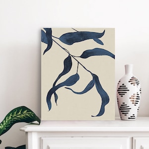 Blue botanical print, navy blue wall art, indigo art prints, digital prints, blue abstract art, wall art prints, navy printable wall art