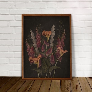Dunkel Blumen Druck: Wildblumen Wandbild (Digitaler Download)