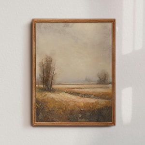 Rustikale Herbst Landschaft, Stimmungsvolle Herbst Landschaft, Vintage Landschaft Gemälde, Digitaldruck, Herbst Wandkunst, Bauernhaus Wandkunst