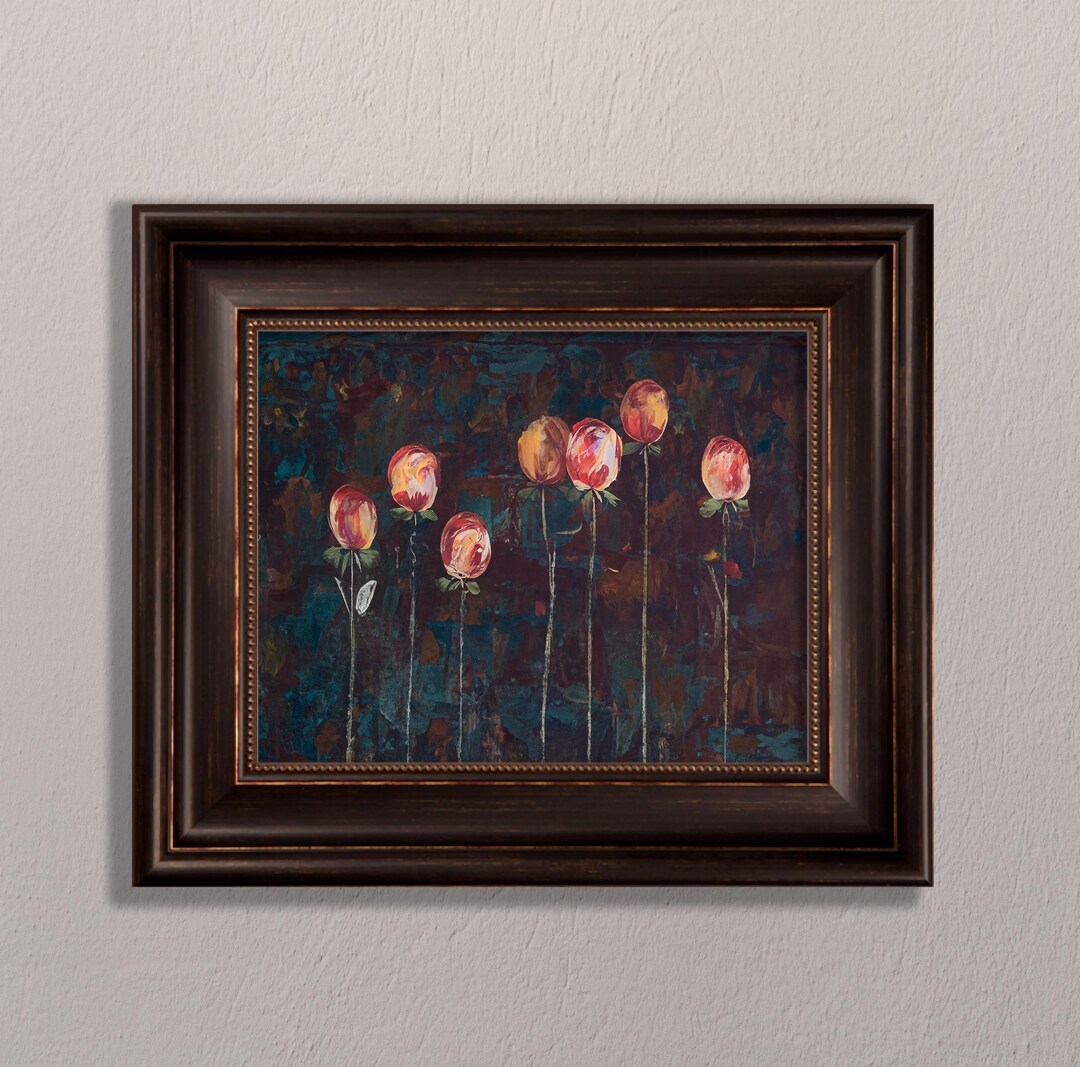 Red Roz Print Dark Floral Red Rose Print: Moody Botanical Still Life (digital ...