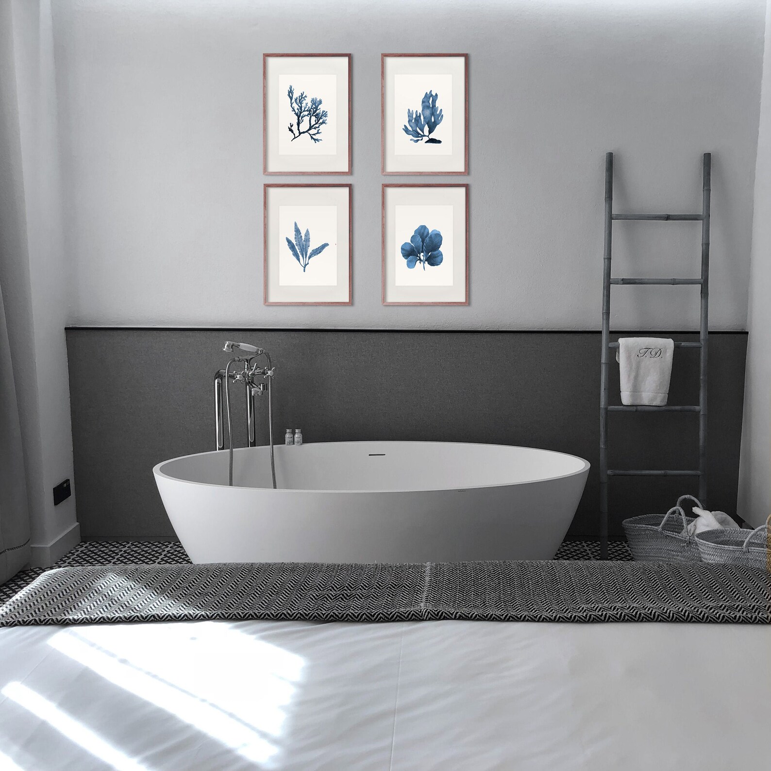 Coral Art Print Navy Blue Wall Art Blue Coral Gallery Wall Etsy