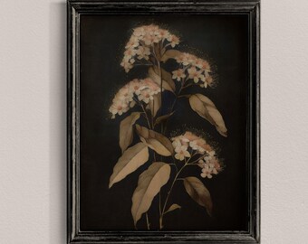 Dark Floral Botanical Art Print: Moody Vintage Wall Decor (Digital Download)