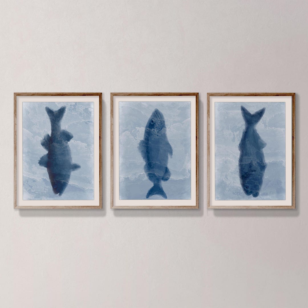抽象画　カラフルな魚　版画 フレーム付き 抽象画 カラフルな魚 版画 フレーム付き