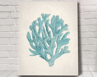 Nautical wall art, blue coral print, bathroom pictures, coastal prints, beach house prints, digital prints, nautical prints, sea coral art