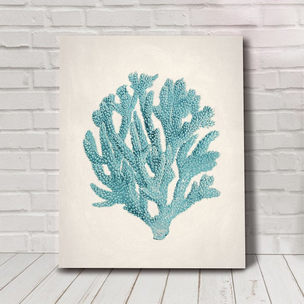 Nautical wall art, blue coral print, bathroom pictures, coastal prints, beach house prints, digital prints, nautical prints, sea coral art