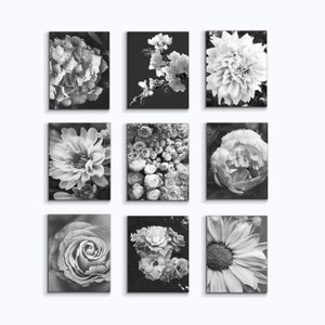 Black and White Floral Photography Print Set of 9 (Digital Download)