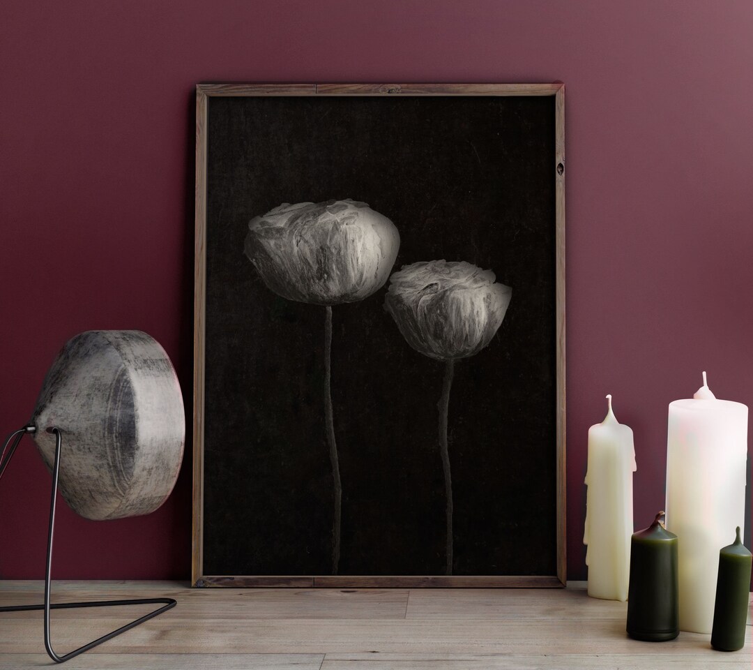 Black and White Rose Print: Moody Floral Wall Art (digital Download) - Etsy