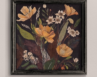 Dark Floral Print: Vintage Botanical Wall Art (Digital Download)