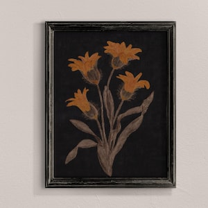Dunkles Blumenmotiv: Stimmungsvolle Wildblumen Malerei (Digitaler Download)