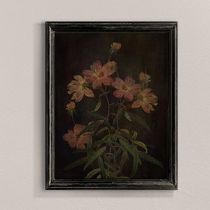 Donkere bloemenstillevenprint: humeurige wilde bloemen, botanische kunst (digitale download)