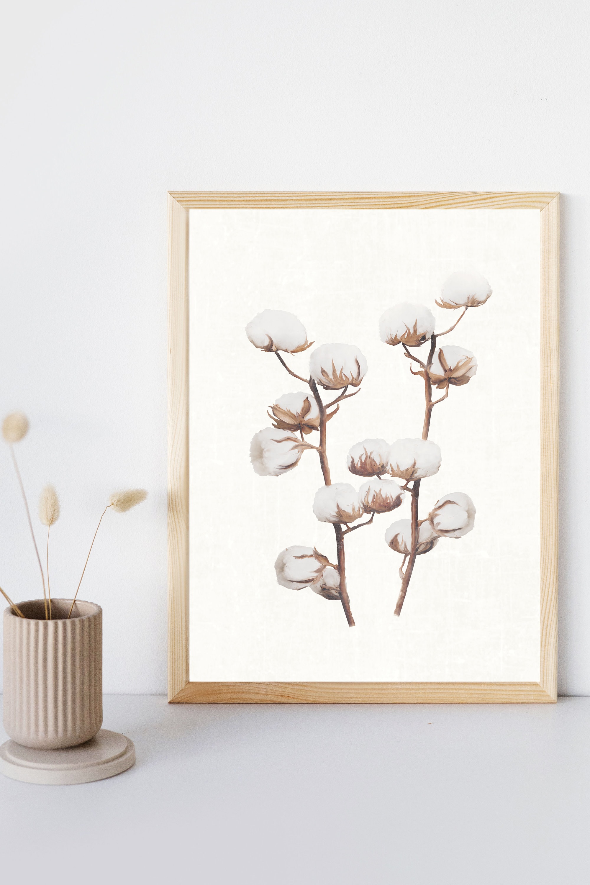 Cotton Wall Art White Botanical Print Cotton Artwork - Etsy