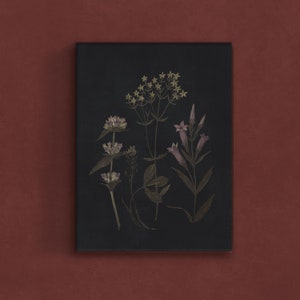 Dunkle Wildblumen Illustration Kunstdruck: Stimmungsvolle florale Wanddekoration (Digitaler Download)