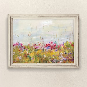 Wildflower Meadow Print: Summer Landscape Painting (Digital Download)