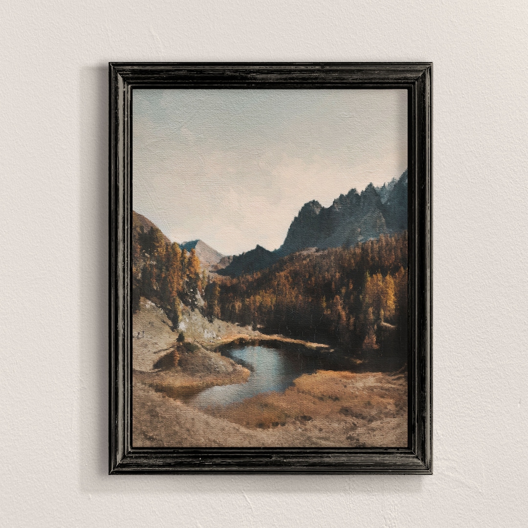 Mountain Lake Landscape Print, Autumn Forest Landscape Wall Art ...