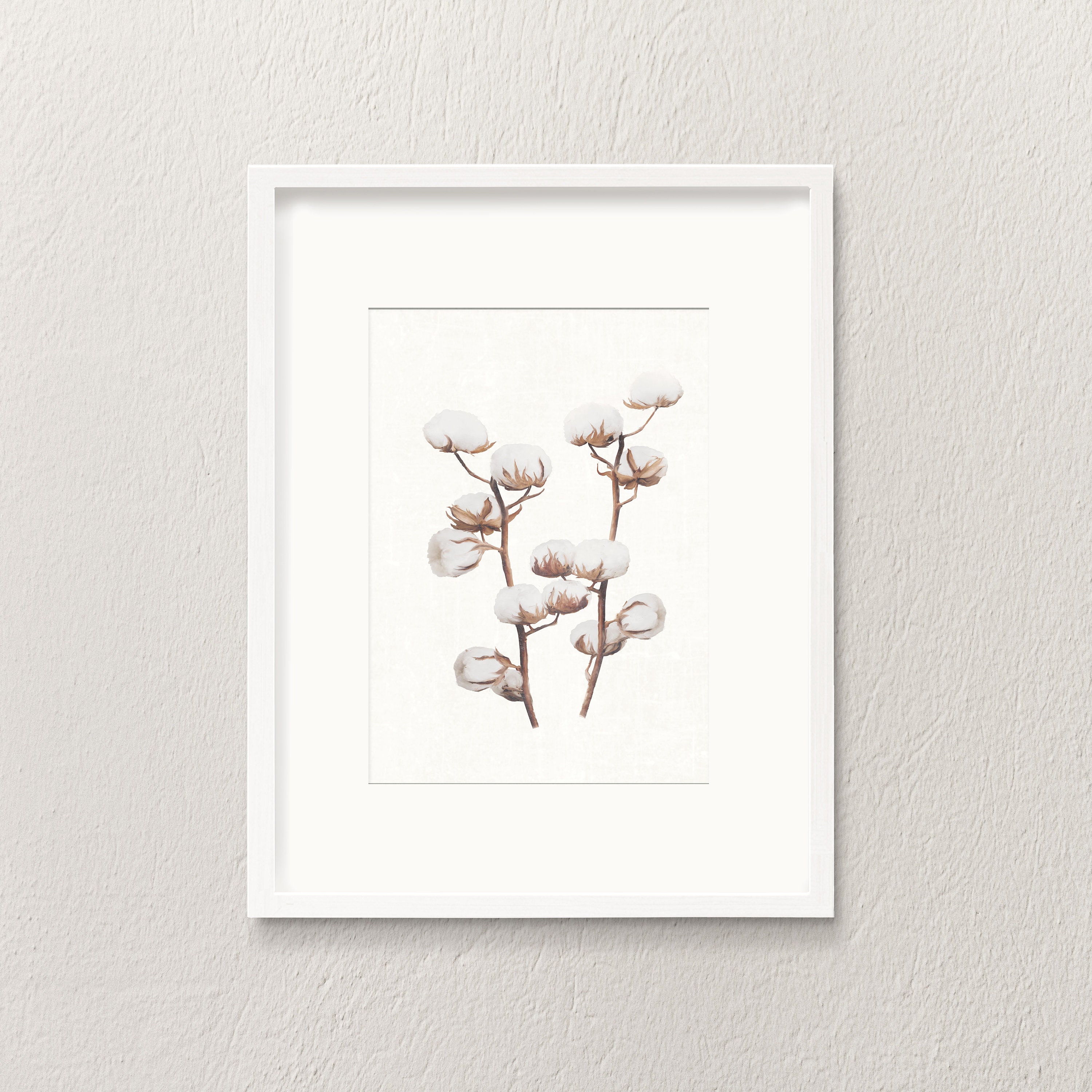 Cotton Wall Art White Botanical Print Cotton Artwork - Etsy