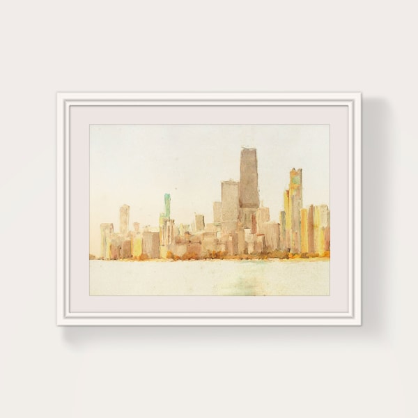 Architecture print, cityscape print, abstract city wall art, architectural drawings, neutral wall art, downloadable art prints, pastel art