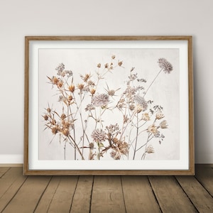 Thistle Botanical Print, Minimalist Botanical Poster, Neutral Wildflower Wall Art, Dried Floral Print, Beige Botanical Print, Digital Prints