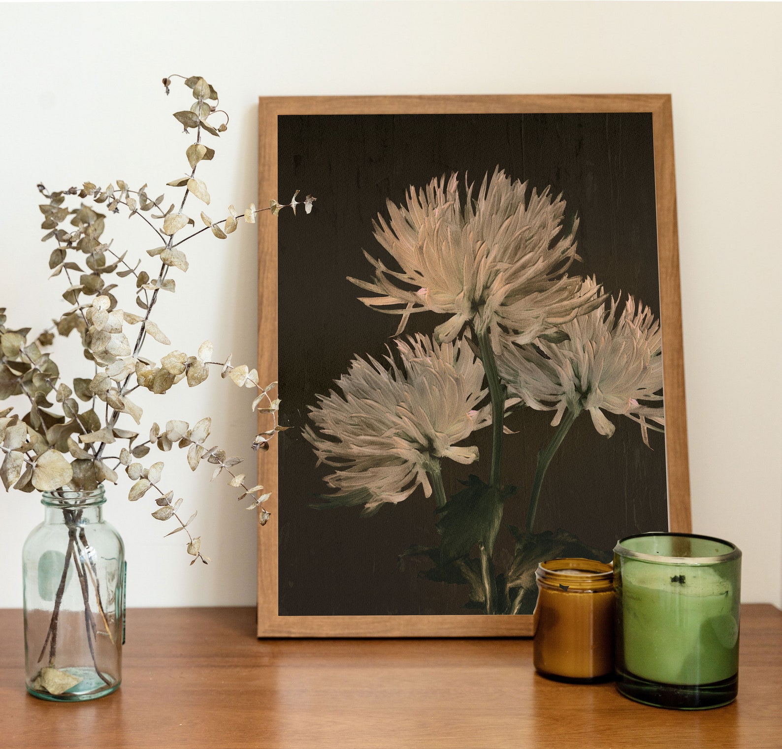 Chrysanthemum Print Dark Botanical Print Digital Prints - Etsy