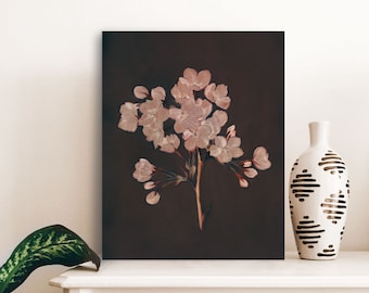 Cherry Blossom Print: Dark Floral Botanical Wall Art (Digital Download)