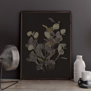 Eucalyptus Print: Dark Floral Botanical Wall Art (Digital Download)