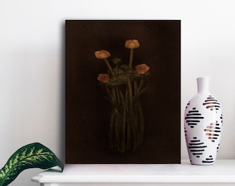 Dark Floral Lily Poster, Vintage Botanical Print, Moody Flower Wall Art, Digital Download