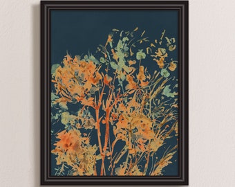 Impression florale abstraite : oeuvre d'art murale botanique lunatique (téléchargement numérique)