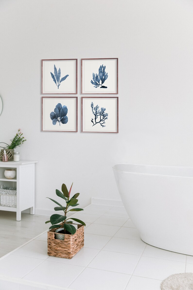 Coral Art Print Navy Blue Wall Art Blue Coral Gallery Wall Etsy