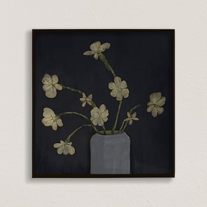 Moody Floral Art Print: Dark Flower Square Wall Art (Digital Download)