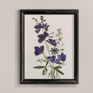 Navy Blue Wildflower Print: Botanical Floral Wall Art (Digital Download)
