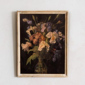 Impression d&#39;art botanique Moody Iris : décoration murale florale sombre (téléchargement numérique)