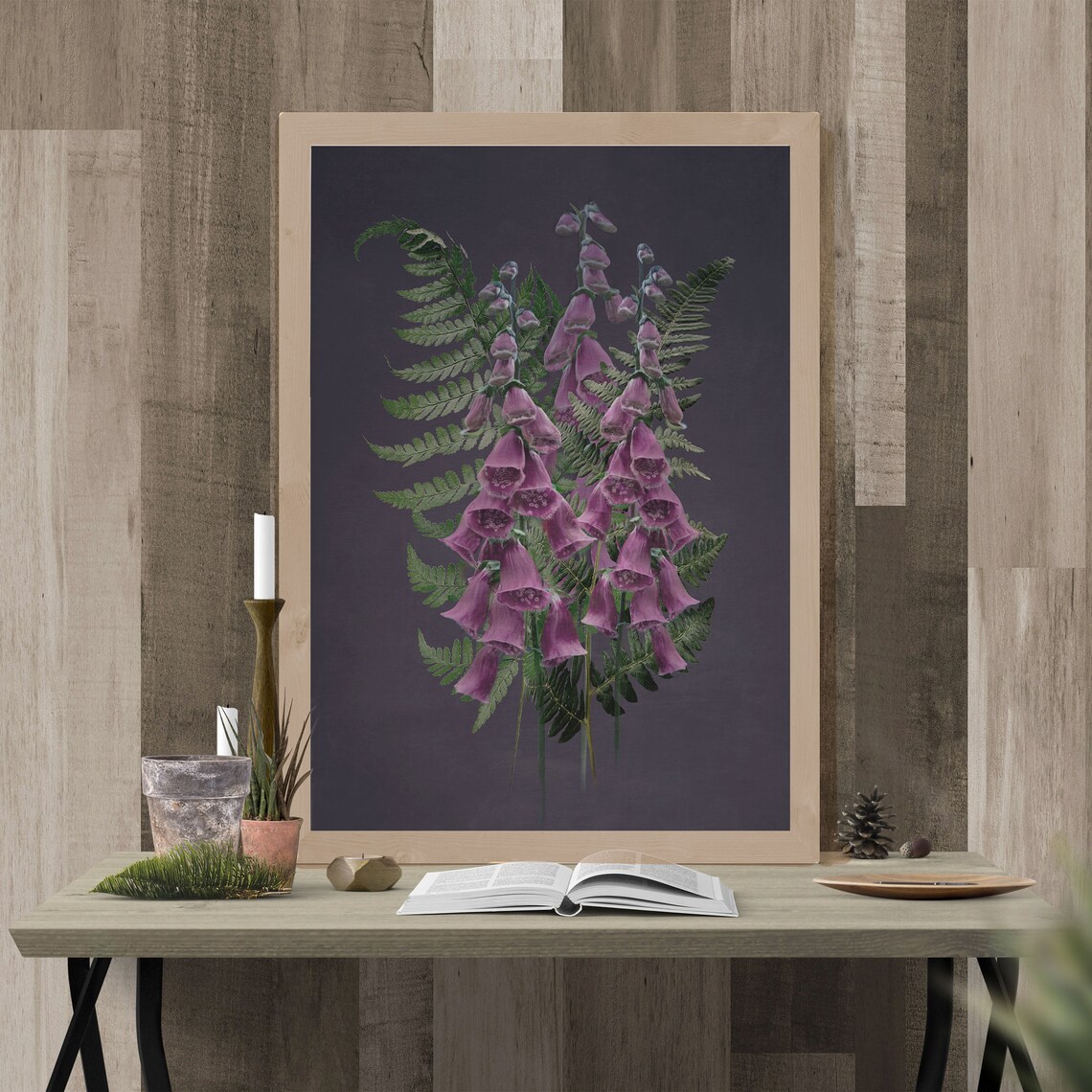 Black background botanical print dark botanical prints black | Etsy