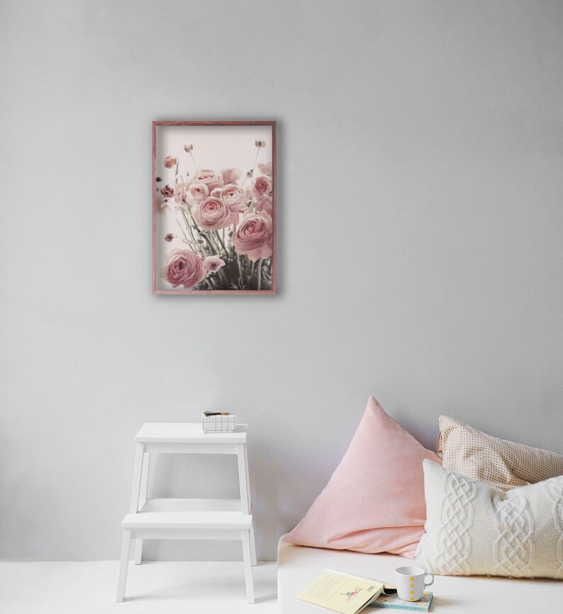 Roses print, botanical print, pink flower art, roses poster, floral print, pink botanical print, blush pink wall art, digital prints image 9