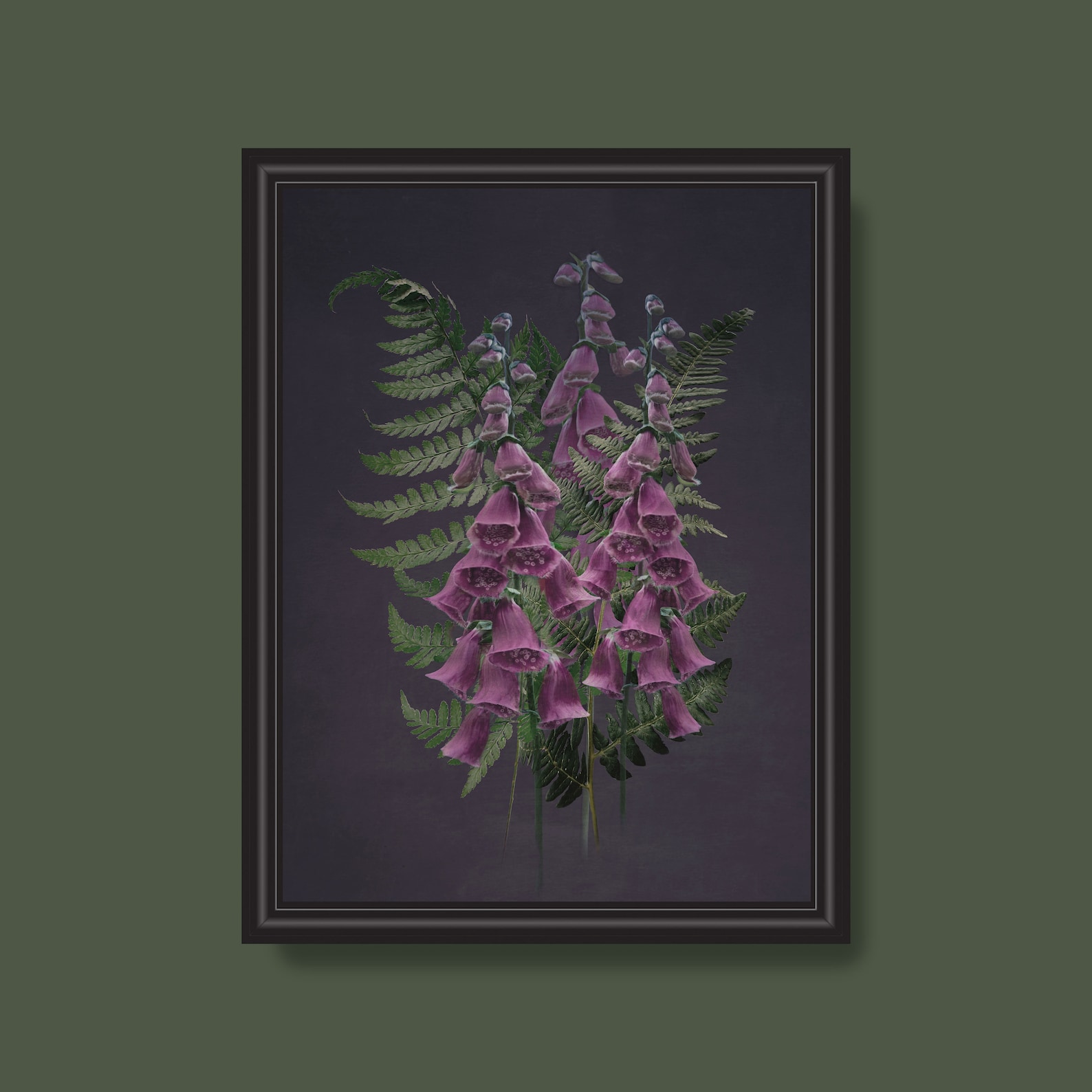 Black background botanical print dark botanical prints black Etsy