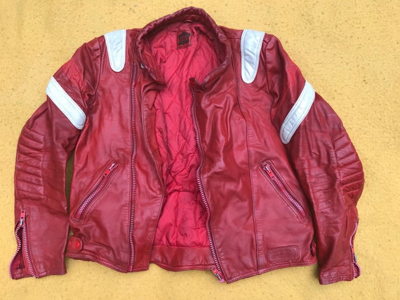 50s 80s Red and White Vintage Echtes Leder Leather