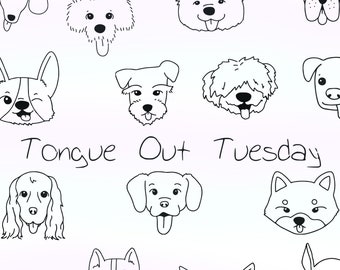 Cute Hand Drawn Tongue Out Dogs Doodle Digital Download Svg Png Eps Pdf